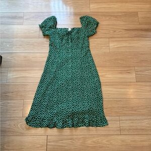 SHEIN Green Polka Dot Midi Dress